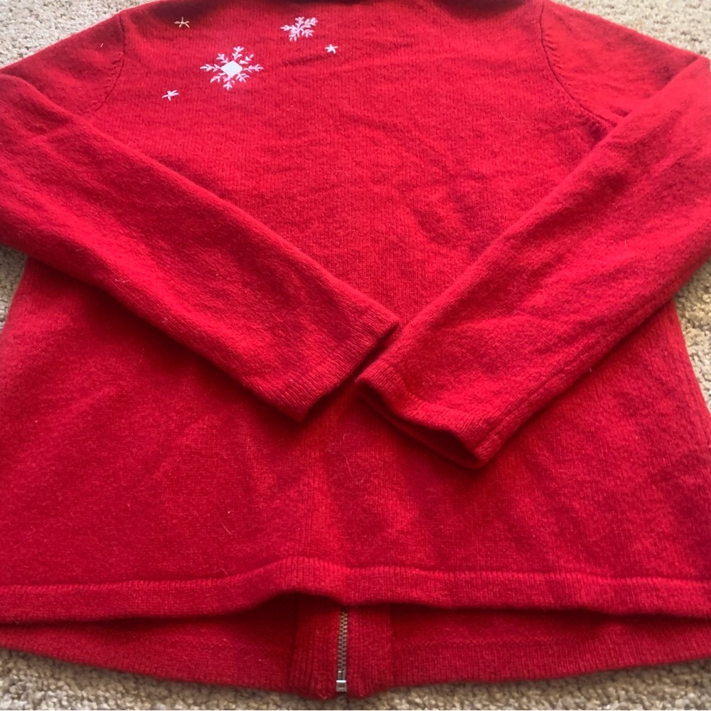 Vintage Charter Club Skates Sweater Full Zip Snowflake Sweater - Picture 7 of 12